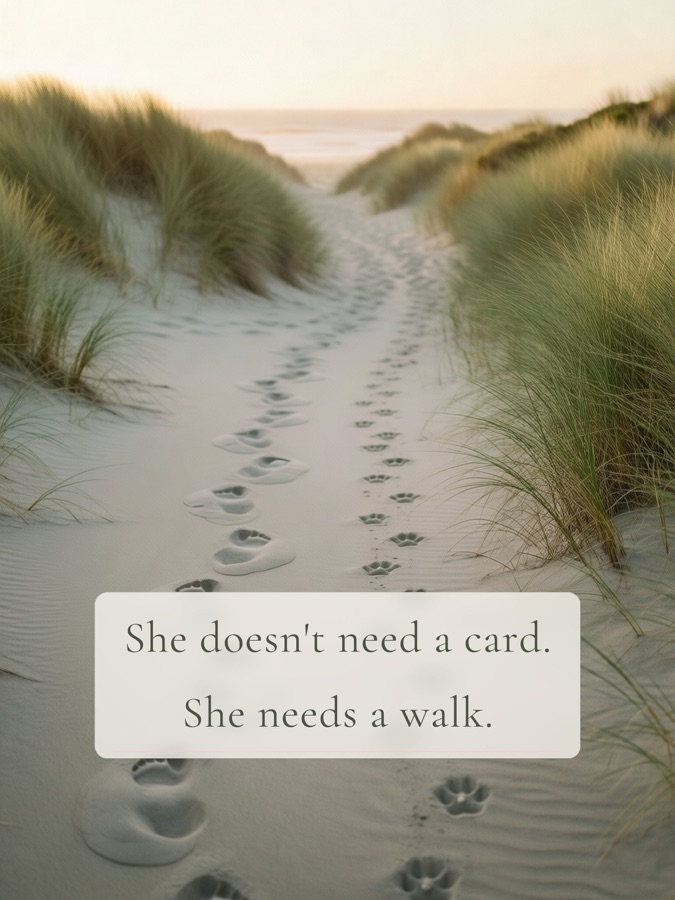 She doesn't need a card. She needs a walk.