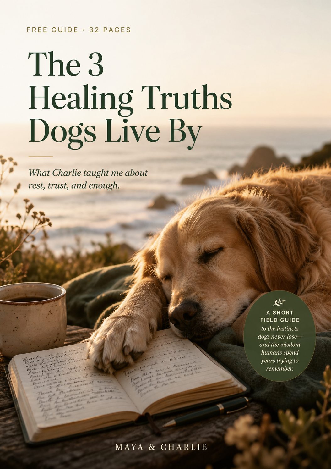 The 3 Healing Truths Dogs Live By: free ebook cover by Maya & Charlie